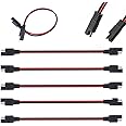 5 Pack 12" 12 Gauge 2 Pin Quick Disconnect Audiopipe Polarized Wire Harness, Heavy Duty SAE Connector Bullet Lead Cable