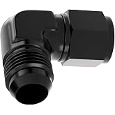 10AN Female to 10AN Male Flared Aluminum 90&deg; Swivel Fitting - Black