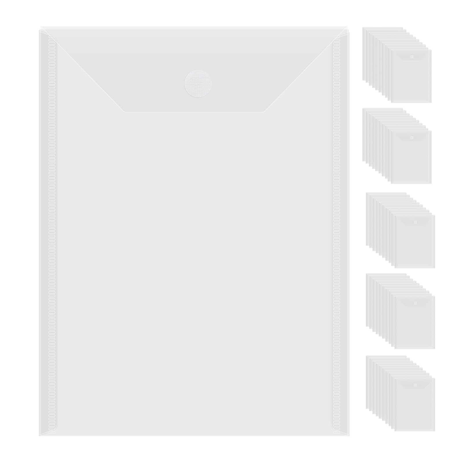 Briartw 50pcs 7x9.4 Storage Envelopes Hook and Loop Closure, Resealable Plastic Envelopes Pockets for Cutting Dies Stencil Crafts Organizer Holder,Storage Bag for Clear Stamp,Die Cuts,Photos