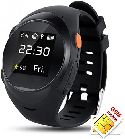 Kids Children Dementia and Elderly Care GPRS Smartwatch Anti-Lost Smart Watch with GPS Tracker SOS Call SIM Card Remote Monitor (Black)