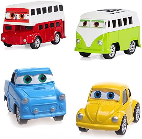 Diecast Car Toys 4-Piece Assorted Pull Back and Go Cars Play Set Toy Vehicles Party Favors for Kids and Toddlers