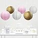 Andaz Press Hanging Paper Lantern Party Decor Trio Kit with Gold Party Sign, Gold, Pink, White, 6-Pack, for Girl 1st Birthday Baby Shower Baptism Communion Christening Decorations