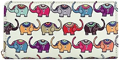 TJEtrade Wallets for Women Leather Bifold Purse Zipper Clutch Card Holder Cactus (Elephant)