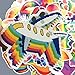 Homyu Stickers Pack 60-Pcs Decals of Colorful Rainbow for Laptops Cars Motorcycle Portable Luggages Ipad Waterproof Sunlight-Proof