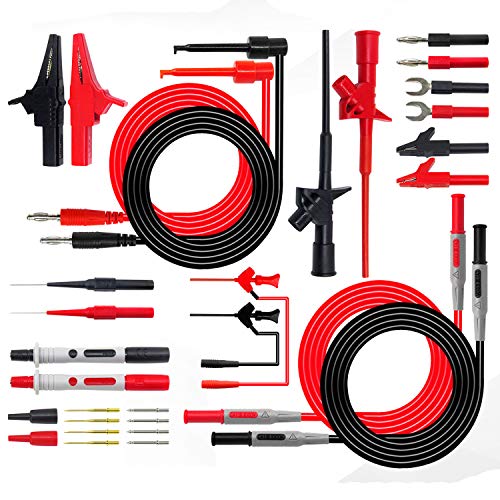 Electronic Test Leads Kit, Digital Multimeter Leads Set with Alligator Clips Replaceable Probes Tips Accessories Kit for Digital Multi Meter & Clamp Meters