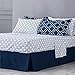 Bedsure Queen Comforter Set 7 Pieces - Navy Blue Quatrefoil Comforters Queen Size, Lightweight Bedding Sets for All Season, Bed in a Bag with Comforters, Sheets, Pillowcases & Shams