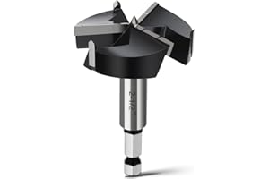 WOBLLMX 2-1/2" Forstner Drill Bit with 3/8" Quick Change Hex Shank,Triple Flute Tungsten Carbide Tipped - for Hard Wood,Soft Wood Woodworking Hinge Cutter Tool Kits for Veneered Plywood Plastic