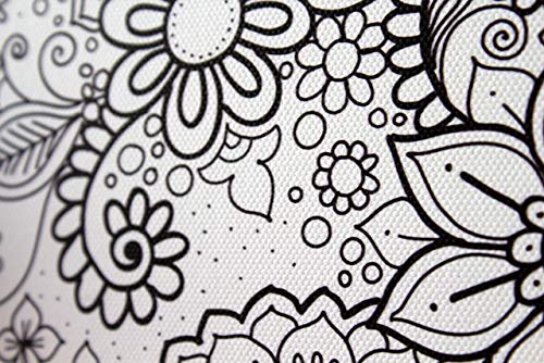 Floral Coloring Canvas For Adults, Stretched primed canvas 8 x 8 Inches