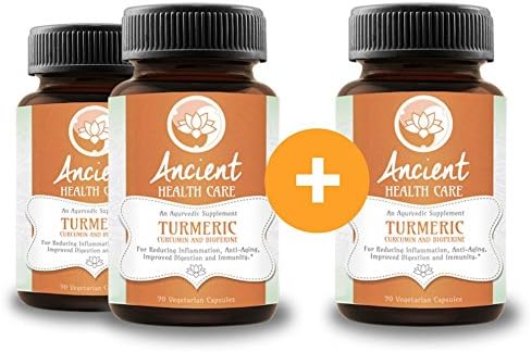 Highest Potency Turmeric (Curcumin) - 90 Tablets - 500mg - 95% Curcumin C3 Complex + 5% Black Pepper (BioPerene) - Best Anti-inflammatory Supplement Herb - 3 Pack - by Ancient Health Care