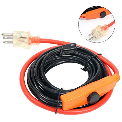 Cold Weather Pipe and Valve Heating Cable with Built-in Thermostat (9 Feet)