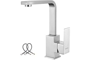 WOWOW Bar Faucets Stainless Steel Modern Bar Sink Faucet Single Hole Prep Kitchen Faucet Brushed Nickel Single Handle Lavatory Sink Faucet Mixer Small Kitchen Tap