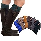 HP95(TM) Womens Crochet Knitted Lace Button Trim Boot Cuffs Toppers Leg Warmers Socks