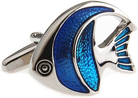 Mens Angel Fish Angelfish Blue Shirt Cufflinks With Presentation Gift Box Suit Wedding Business