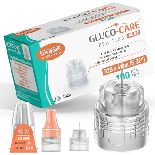 GLUCO-CARE Pen Tips 32G x 4mm, Universal Fit, 100/bx, Sterile, Comfortable