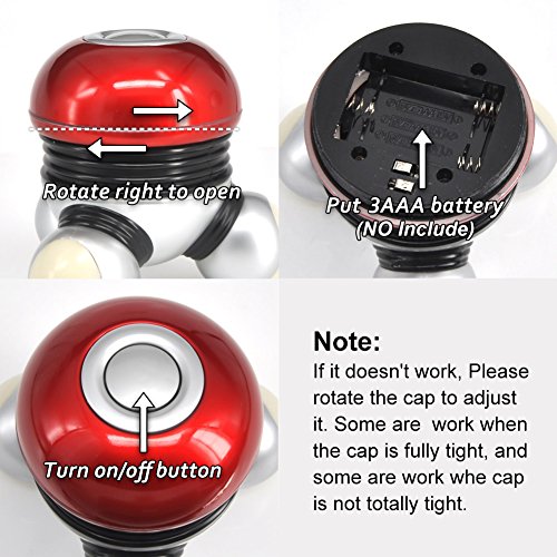 Hand Held Massager Mini Portable Body Vibrating Massage with Led Light Perfect for Hand Head Neck Back Legs Arms Face Pain Release with Gift Bag and Gift Card (Battery Operated)