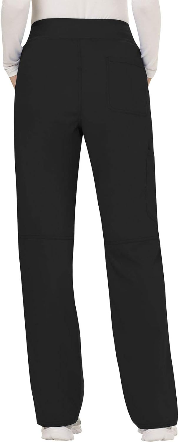 CHEROKEE Women's Mid Rise Straight Leg Pull-on Pant Petite: Clothing