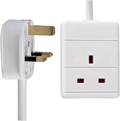 PRO ELEC 1-Gang Extension Lead 0.5m White 13A BS 1363/A