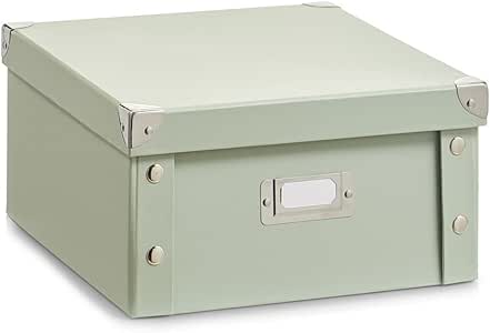 Zeller 17591 Caja de almacenaje de cartón Verde (Mint) 31 x 26 x 14 cm: Amazon.es: Hogar