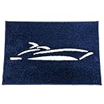 Power Boat Blue Mat, 27" x 18", Carpet with Rubber Backing - Welcome Aboard Mat and Boarding Mats (Power Boat, Blue)
