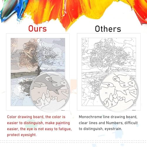 ChicAbode Paint by Number for Adults Canvas, DIY Door Paint by Number Kits on Canvas for Adults Beginner, High Definition, Landscape Acrylic Oil Painting Number Kits for Gift Decor, 16x20 Inch