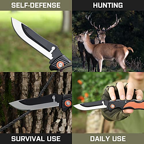 LANCERGEAR Hunting Knife Pocket Knife Folding Knife, 3.5 inch, Nonslip
