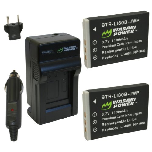 Wasabi Power Battery (2-Pack) and Charger for Olympus LI-80B and Olympus T-100, T-110