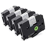 Standard Laminated TZ-131 TZe-131, 4 Pack Replace Brother Ptouch 12mm 0.47 inch TZe Black on Clear Tape, Compatible with Brother P-Touch Label Maker PT-D210 PT-H110 PT-D600 PT-1230PC PT-1280