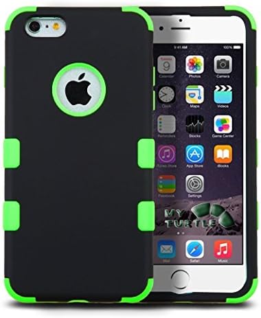 iPhone 6s, iPhone 6 Case with [FREE 9H Tempered Glass Protector] Full Body Protection [2-in-1] Package by MyTurtle Shockproof Protective Shell Cover (Black Green)