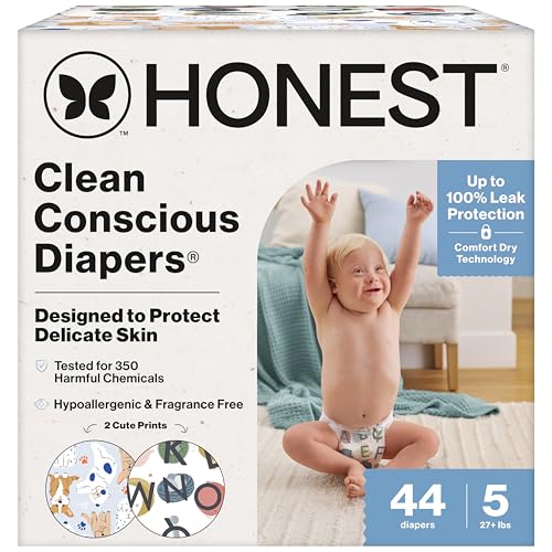 The Honest Company Comfort Dry Disposable Daytime Diapers for Sensitive Skin, H…
