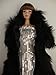Black Floor Length Fur Coat and White Sequined Gown Made for Barbie Doll