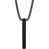 HAQUIL Stainless Steel Simple Minimalist Vertical Bar Pendant Necklace, Box Chain, Jewelry Gift for Men and Women