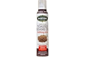 Mantova Toasted Sesame Oil, 100% Pure Cooking Spray with Omegas, perfect for grilling, baking, or seasoning for cooking, our oil dispenser bottle lets you spray, drip, or stream with no waste, 5 oz