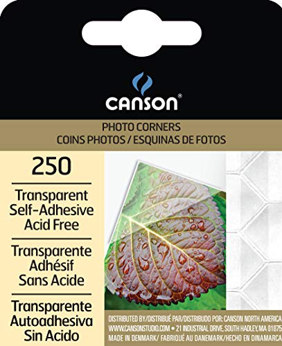 Canson Self Adhesive Photo Corners, Transparent, 250-Pack Dispenser (100510368)
