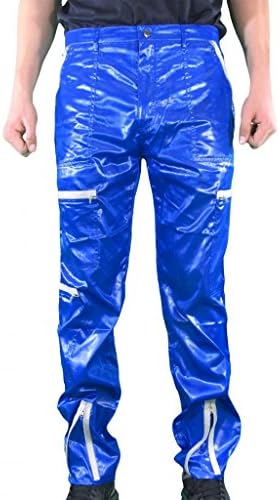 Countdown Shiny Nylon 80s Parachute Pants (Exactly 40", Blue)