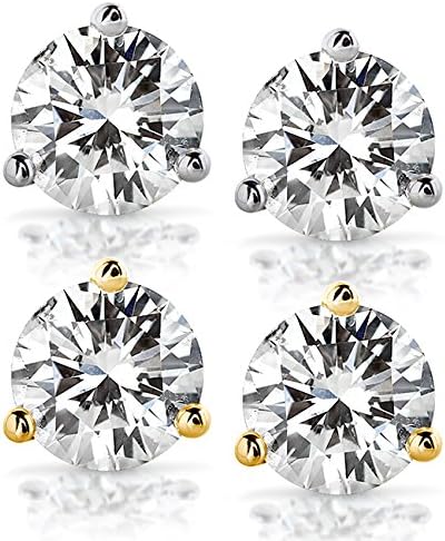 Forever Brilliant Round Moissanite Stud Earrings in 14K White or Yellow Gold (5mm-8mm)