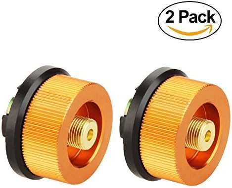 Hinmay Camping Stove Adapter, 2 Pack Camp Gas Convert Connector Auto-off Gas Cartridge Tank Adapter for Butane Canister to Screw Gas Cartridge
