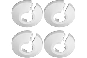 4-PCS 1/2 Inch White Flange Pipe Covers, PP Snap-On Faucet Escutcheons for Bathroom Toilet, Kitchen Sink, A/C & Plumbing Pipe