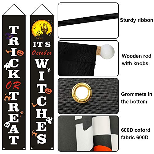 Motiloo Halloween Door Decorations Halloween Porch Banner Halloween Hanging Signs Halloween Spooky Decorations for Home Front Doors Walls Porch Party