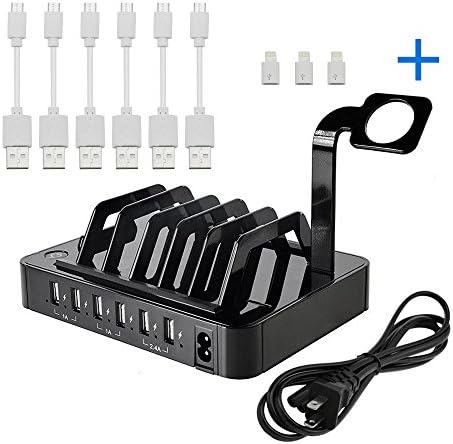 6 Ports USB Charging Station, 2.4A &amp;1A USB Fast Charging Dock Organizer for iPhone/iPad/Smart Watch/Smart Phone by Lifbeier