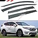 Premium Smoke Tinted Window Visor Rain Guard W/Chrome Trim & Clips Compatible with 2017-2022 Honda CR-V CRV