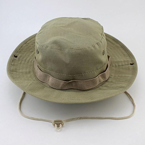 Yougle Classic US Combat GI Boonie Bush Army Camo Military Fishing Outdoor Cap Bucket Jungle Sun Hat Cotton Ripstop--Light Khaki