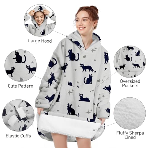 Queenshin Oversized Hoodie for Teen Ladies, Super Soft and Comfortable Sherpa Pullover