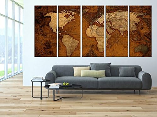 World Map Canvas Art Print, Old Vintage World map Wall Art, Large Canvas Print, Extra Large Wall Art, World map Vintage Canvas Art t40