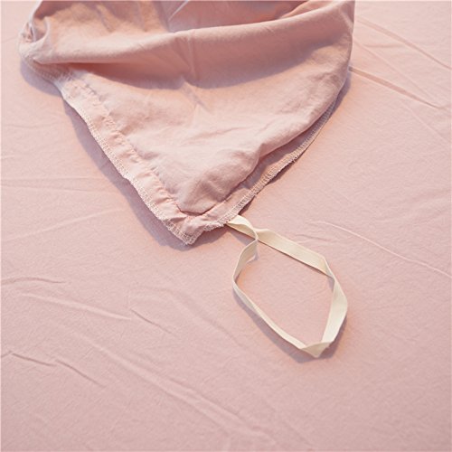 Meaning4 Pom poms Fringe Cotton Duvet Cover Pink Twin Size 68 x 90inches - Thumbnail 3