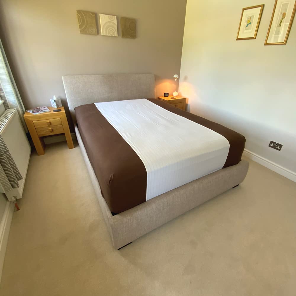 SleepEarthed Earthing Half Sheet UK MADE 280cm x 90cm. Sleep Better By Grounding The Body. Inc Plug & Cable. Organic Cotton., Beige