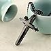 HZMAN Mens Polished Stainless Steel Black Cross Pendant Necklace 24 Inches Chain