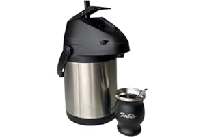 2.5L Double Wall Stainless Steel Vacuum air Pressure Flask air Pot, Pump Thermos, for Terere Yerba Mate Tea, Coffee or Other.