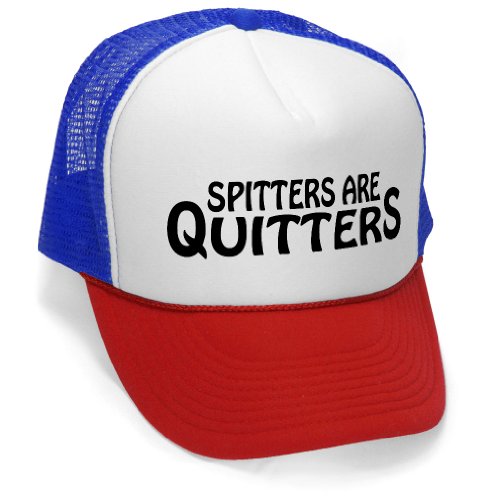 SPITTERS ARE QUITTERS - funny joke party gag Mesh Trucker Cap Hat, RWB