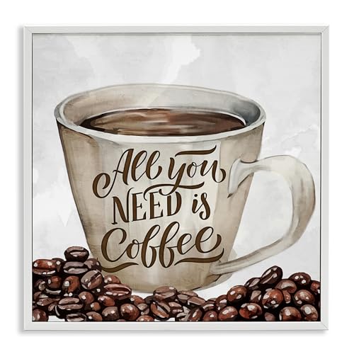 Stupell Industries All You Need Morning Coffee White Framed Giclee Art, design…