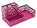 EasyPAG Hollow Flower Pattern 3 Compartment Office Desktop Supplies Organizer ,Rose Red